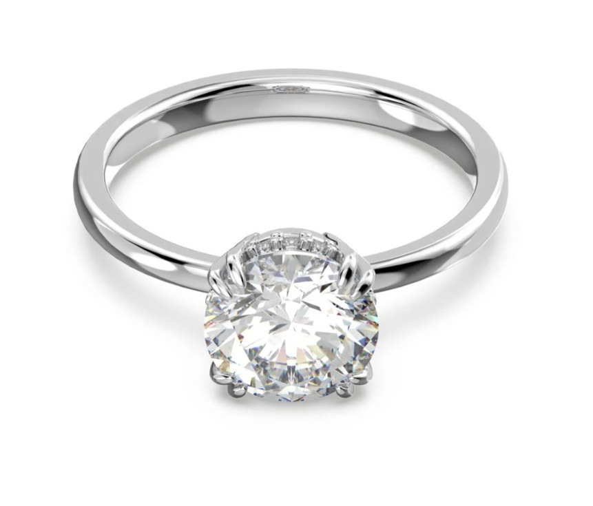 Princess cut, White, Rhodium plated Ring